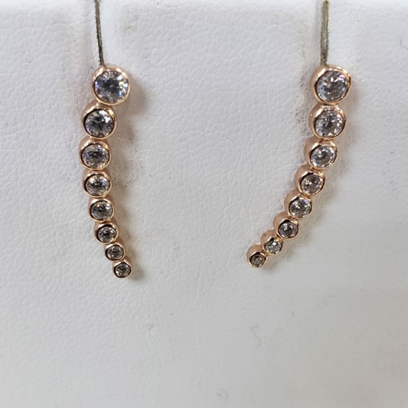 Ear Climber, Cubic Zirconia, Rose Gold or Silver - Picture 4 of 5